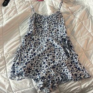 Blue and white floral Altar’d State romper